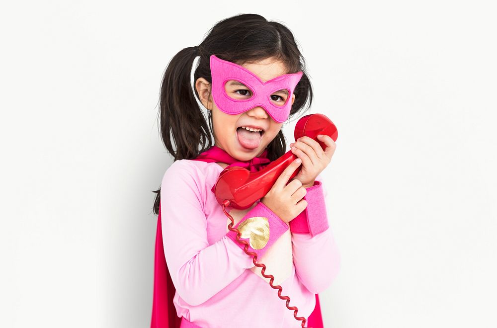 Superhero Girl With Telephone Concept