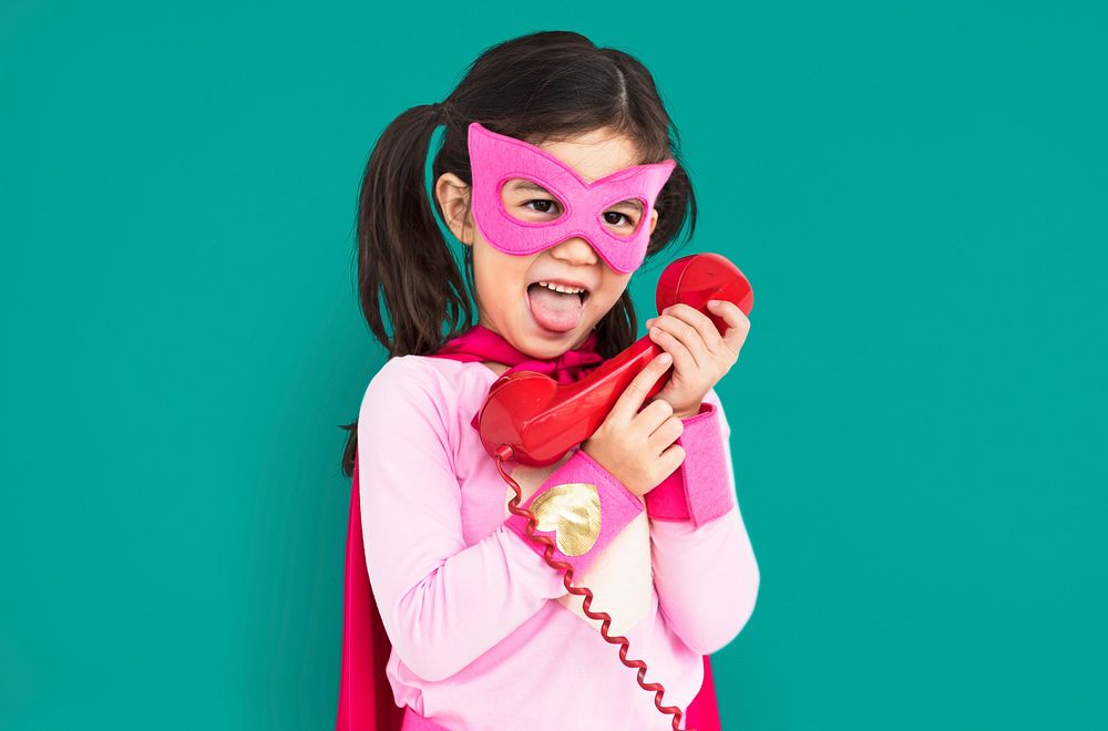 Superhero Girl With Telephone Concept