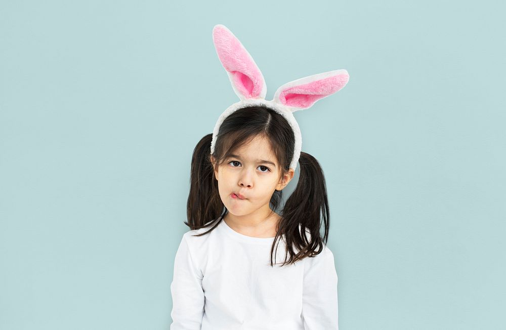 Little Girl Bunny Ears Silly Concept