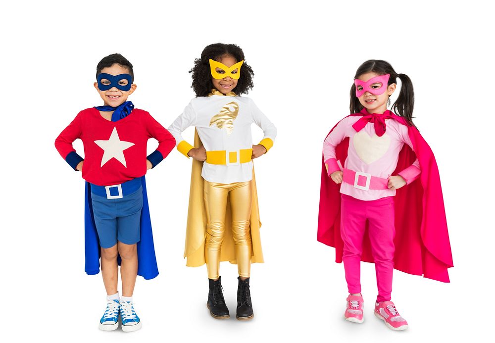 Superhero Kids Together Cheerful Concept