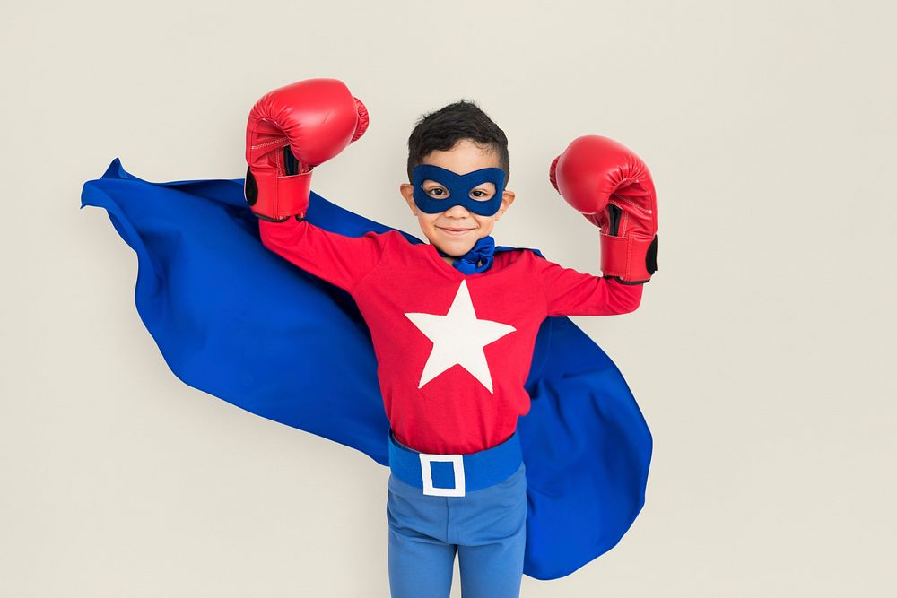 Superhero Kid Mighty Strength Concept