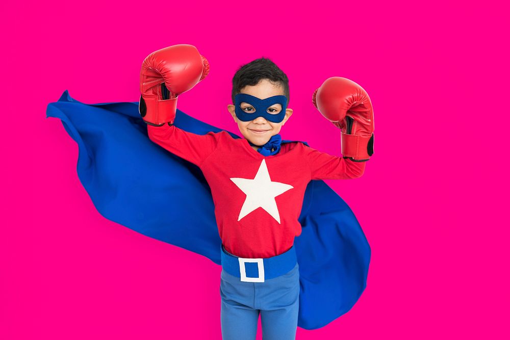 Superhero Kid Mighty Strength Concept