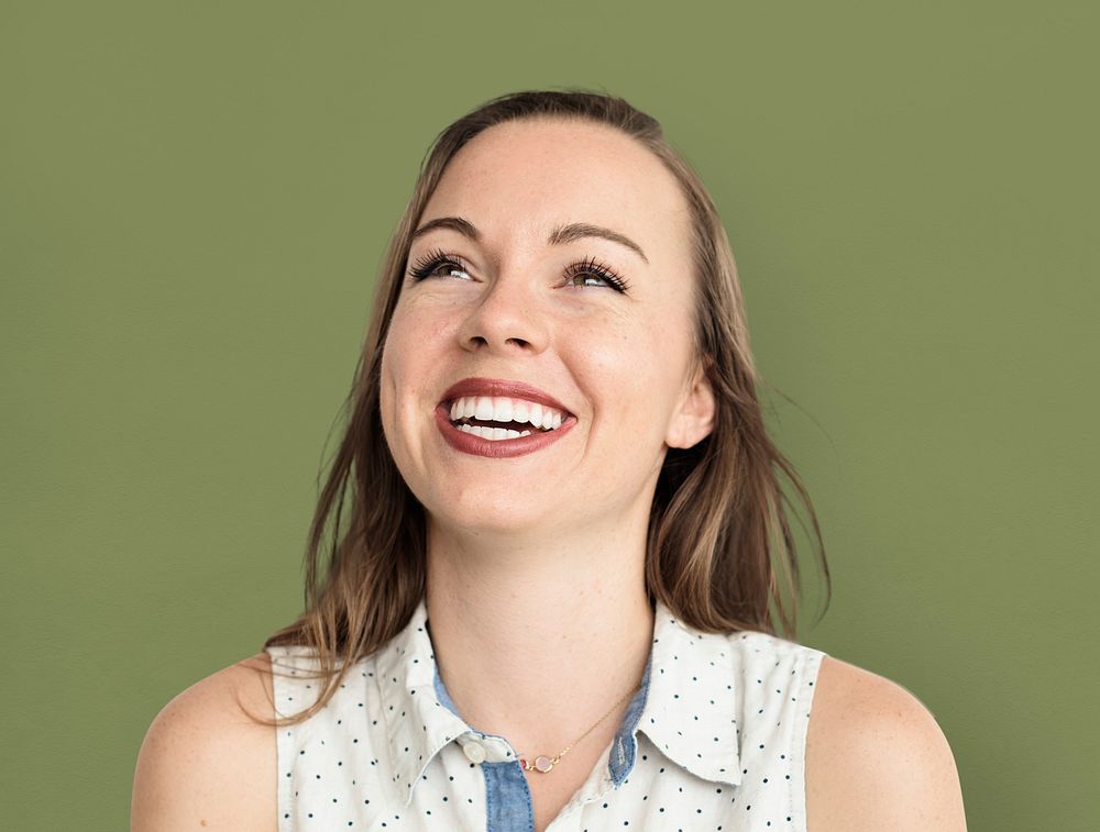 Caucasian Woman Smiling Happy Cheerful