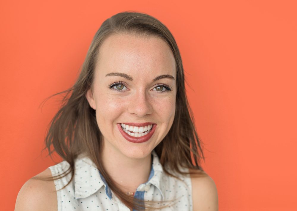 Caucasian Woman Smiling Happy Cheerful