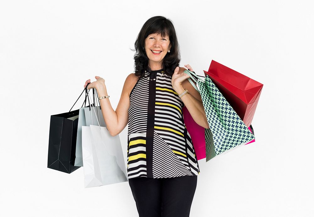 Adult Women Hands Hold Shopping Bags Studio