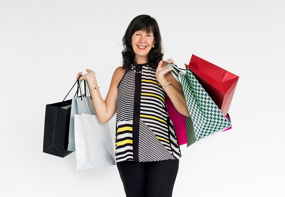 Woman Smiling Happiness Shopaholic Portrait Concept