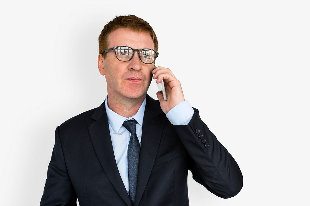 Businessman Mobile Phone Talking Communication Portrait Concept