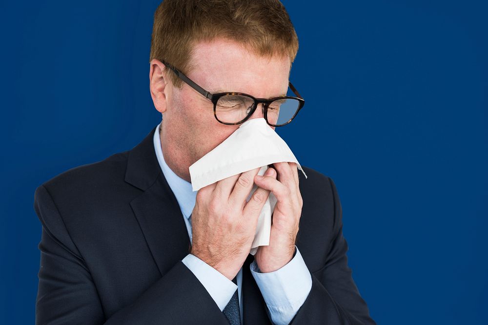 Business Man Sick Cry Tissue Paper