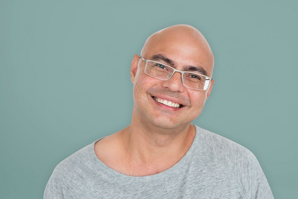 Bald Man Smiling Happiness Portrait