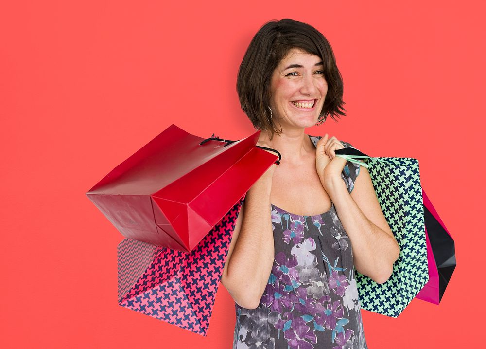 Adult Woman Smiling Shopping Concept