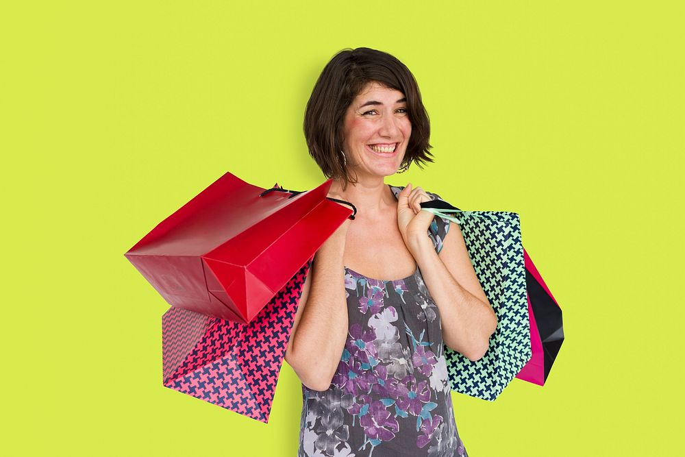 Adult Woman Smiling Shopping Concept