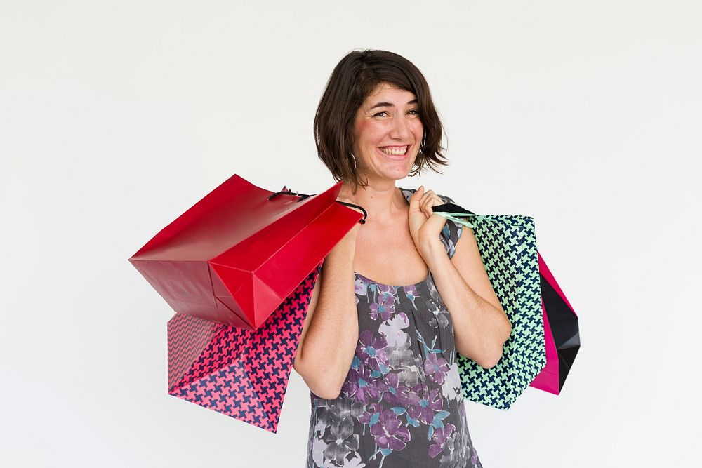 Woman Smiling Happiness Shopaholic Portrait Concept