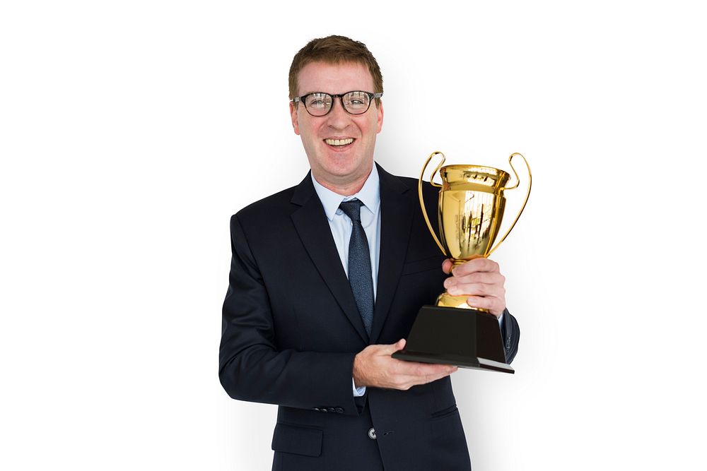 Caucasian Business Man Award Trophy