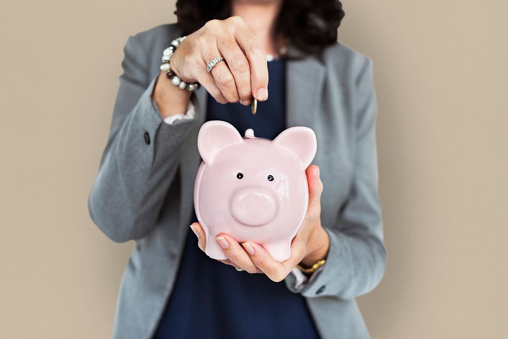Business Woman Piggy Bank