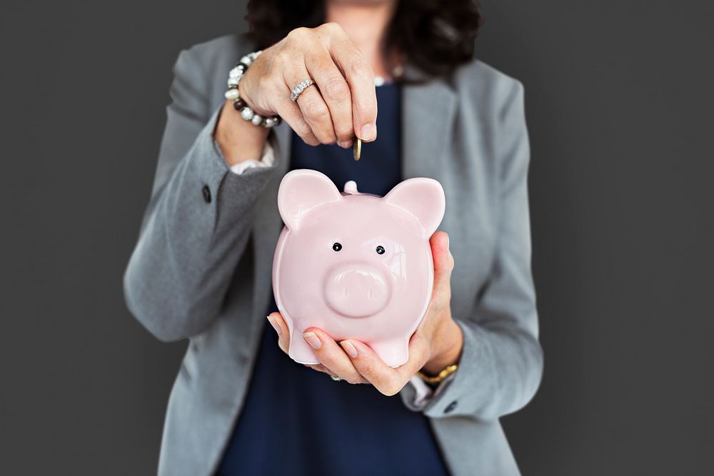 Business Woman Piggy Bank