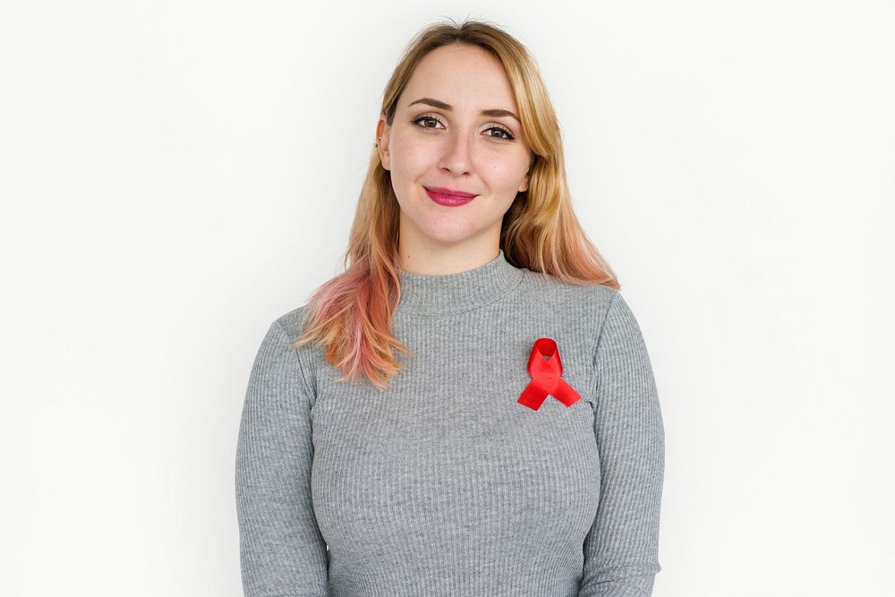 Woman with HIV awarenss ribbon
