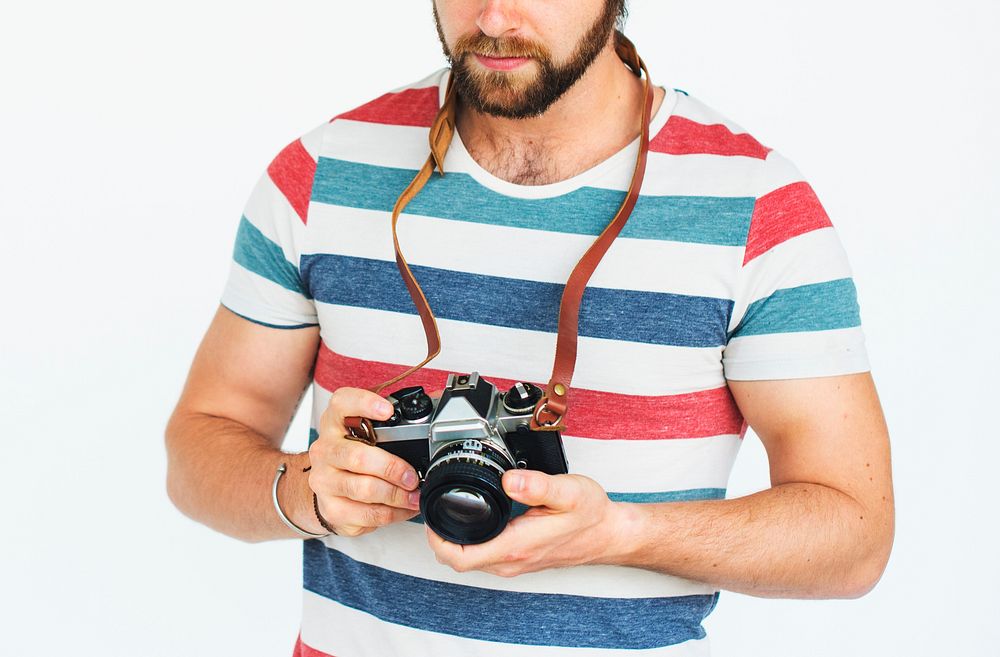 Man Holding Camera Photo Concept