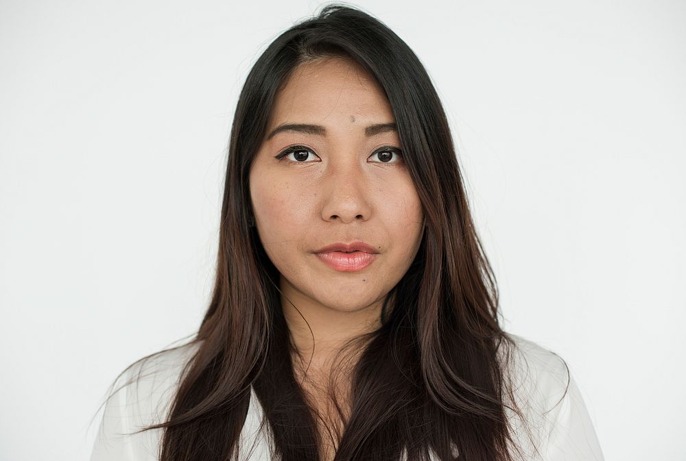 Worldface-Asian woman in a white background