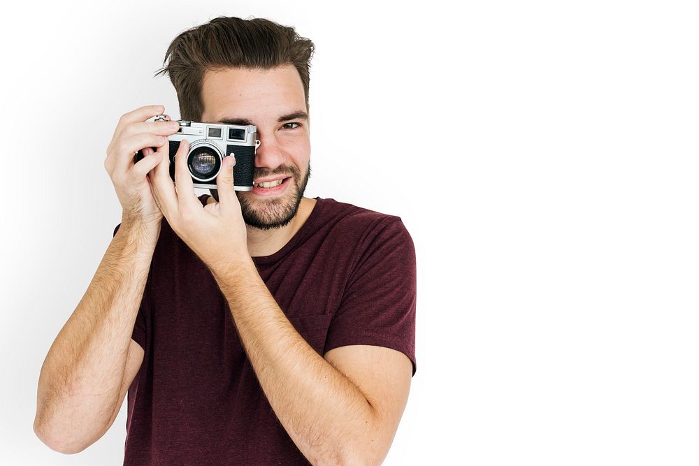Man Smiling Happiness Camera Photography Portrait Concept