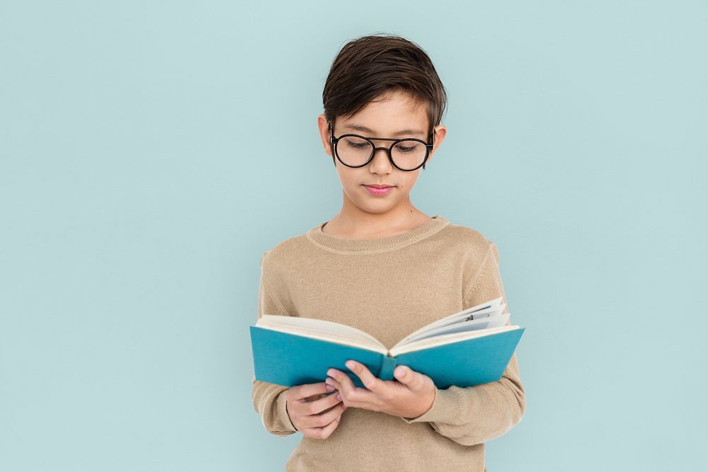 Little Boy Kid Adorable Cute Book Education Portrait Concept