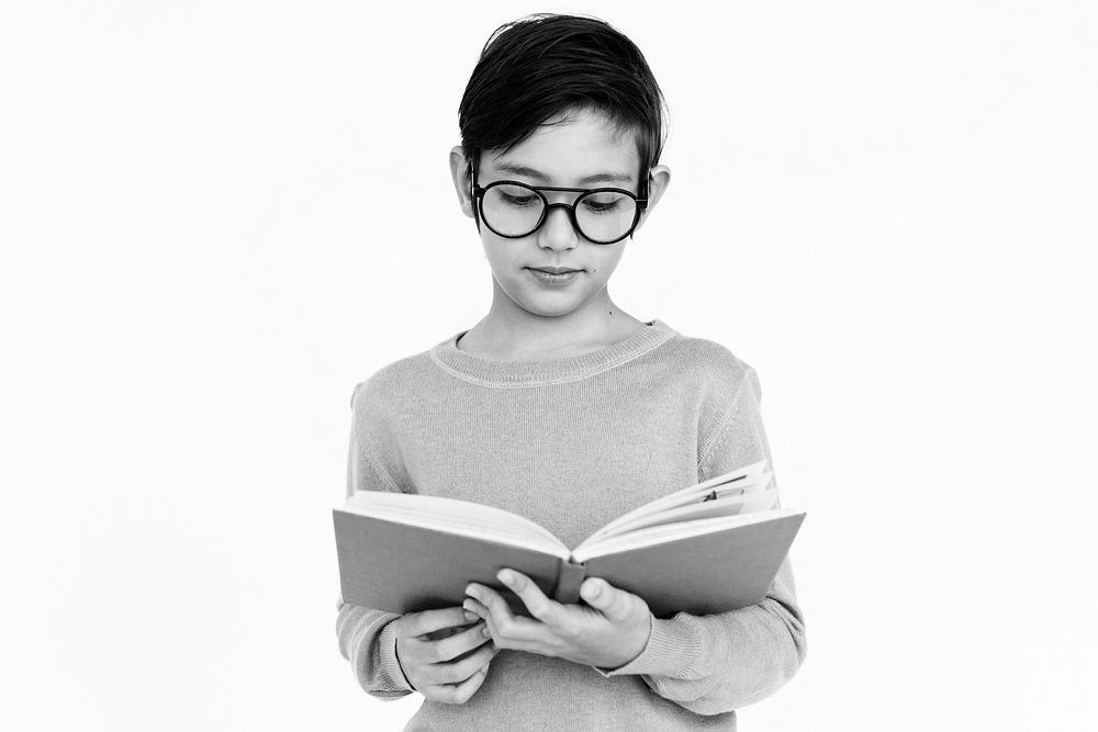 Boy Read Book Nerd Concept