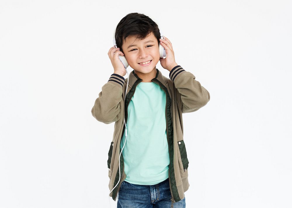 Boy Listen Music Headphone Concept
