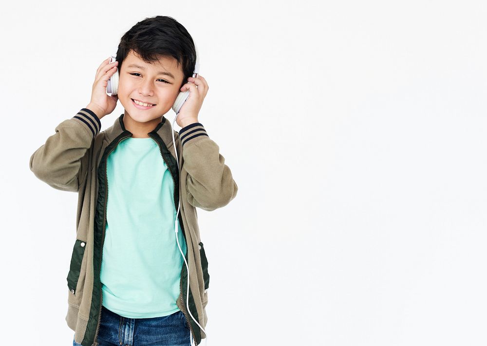 Boy Listen Music Headphone Concept