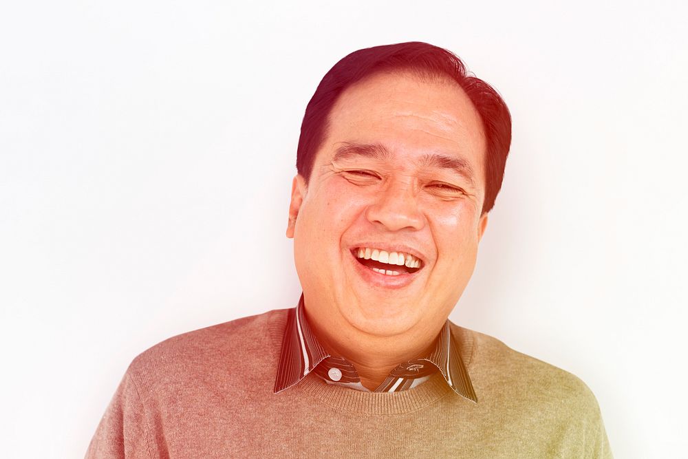 Asian Man Smile Happiness Face Expression Studio Portriat