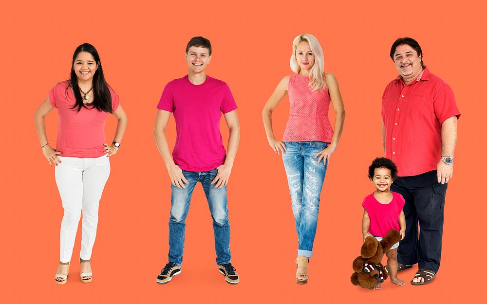 Diversity People Set Gesture Standing Together Studio Isolated