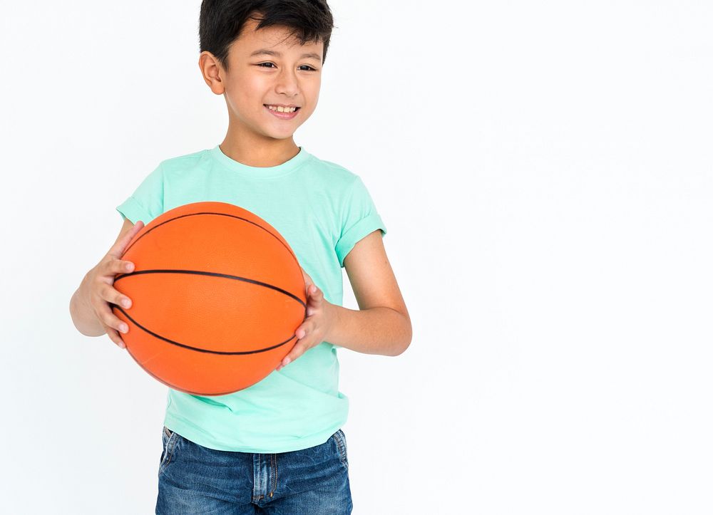 Boy Hold Basketball Hobby Sport Concept