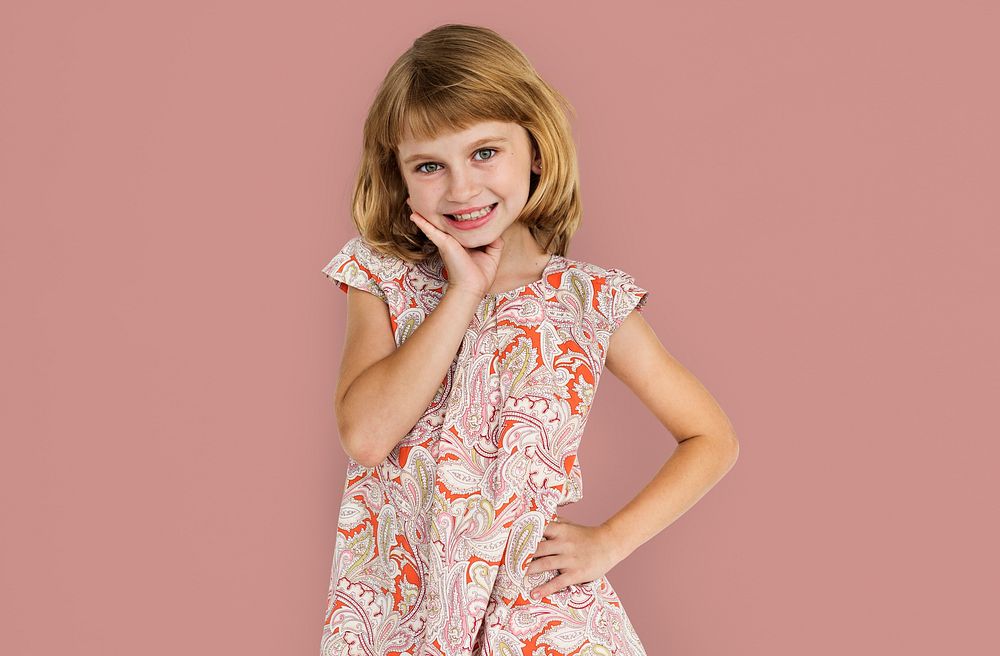 Cheerful Little Girl Happy Smiling Studio Concept