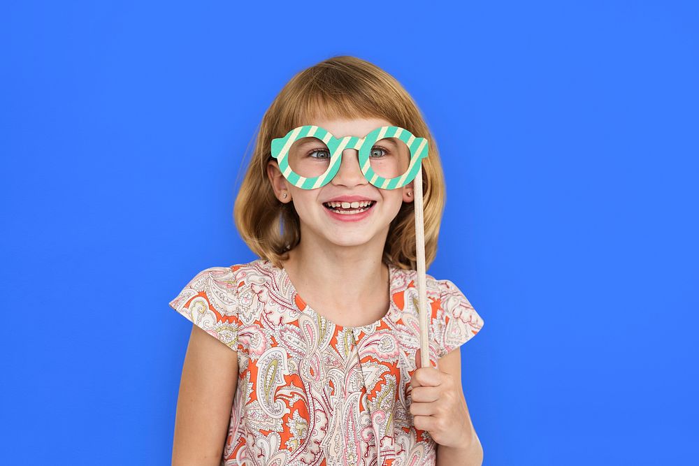 Cheerful Little Girl Happy Smiling Studio Concept