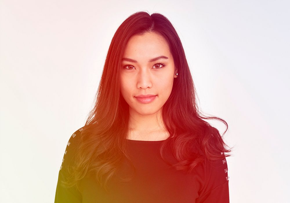 Asian Woman Face Expression Studio Portrait
