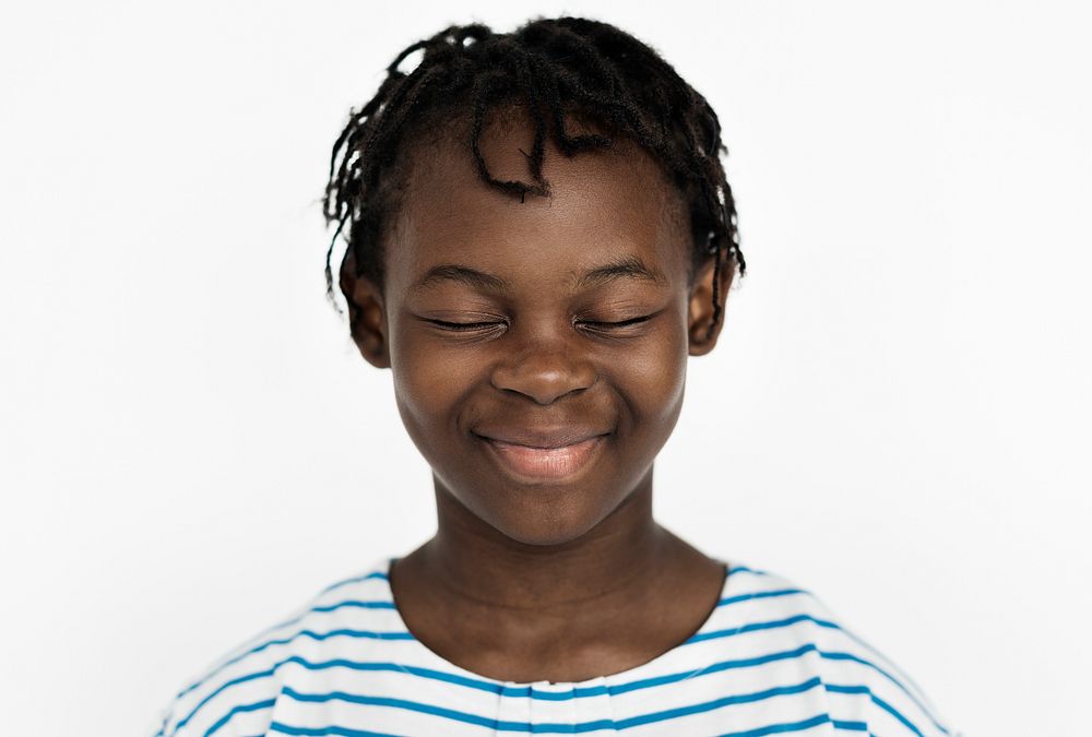 Worldface- Congolese kid in a white background