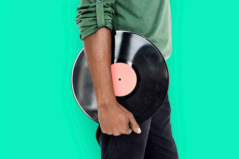 Man Holding Vinyl Retro Concept