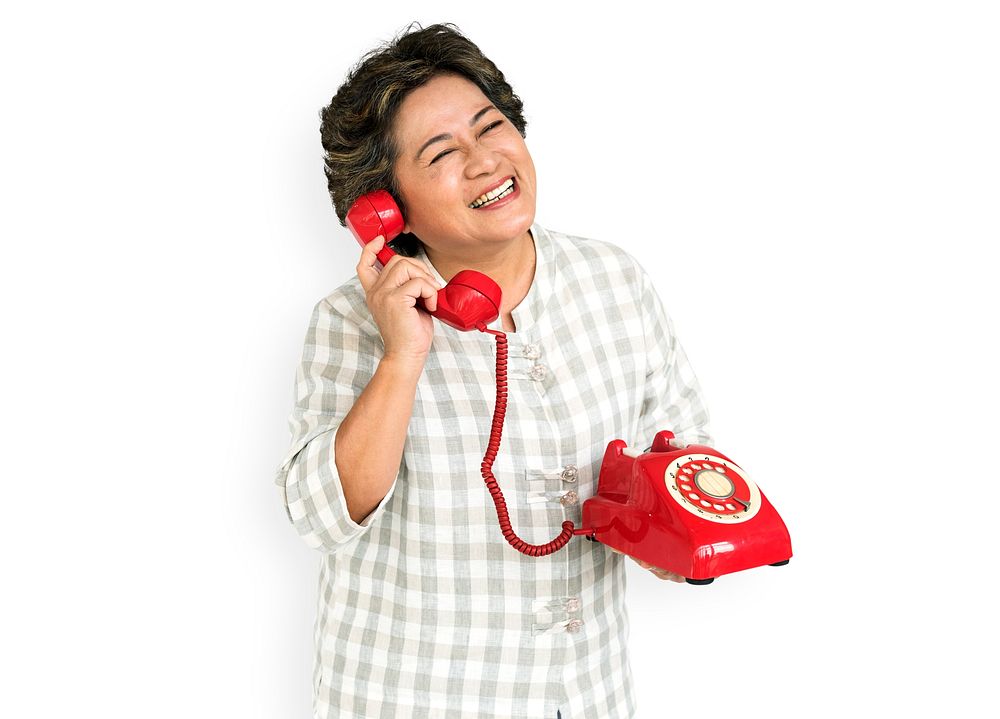 Lady Holding Red Telephone Concept