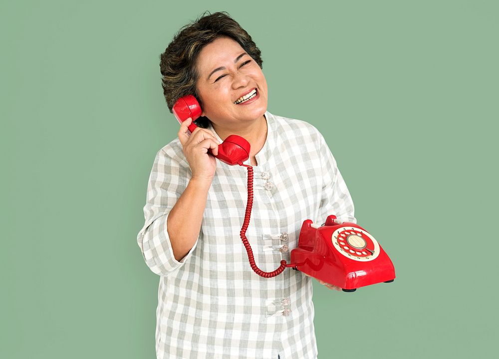 Lady Holding Red Telephone Concept