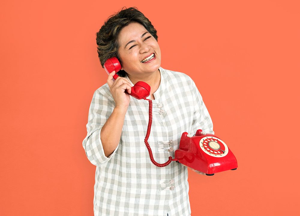 Lady Holding Red Telephone Concept