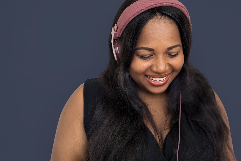 African Women Listen Music Portrait Concept