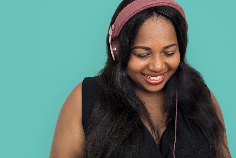 African Women Listen Music Portrait Concept