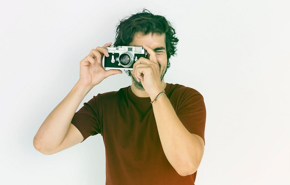 Adult Man Snap Photo Camera Studio Portrait