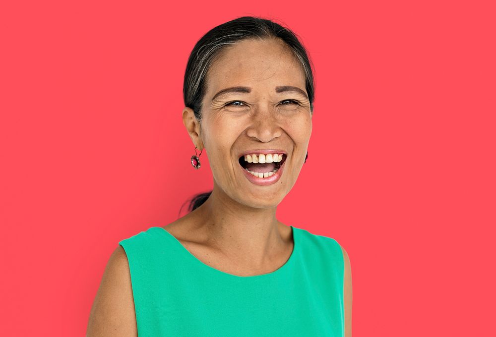 Woman Cheerful Portrait Studio Concept