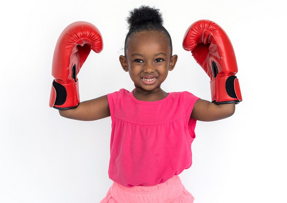 Little Girl Kid Adorable Cute Boxing Portrait Concept
