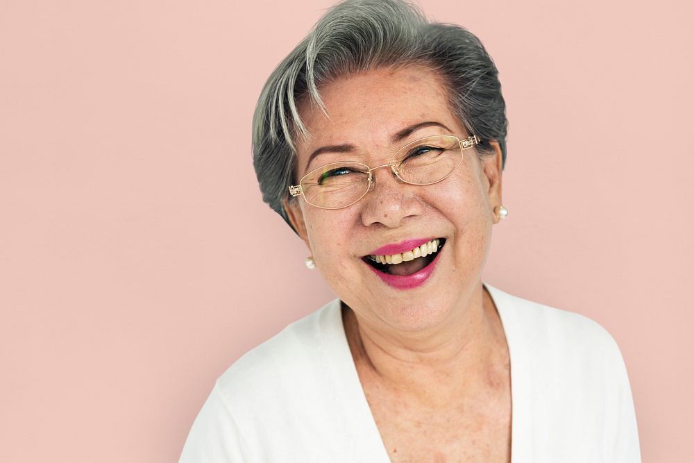 Cheerful Old Female Smiling Concept