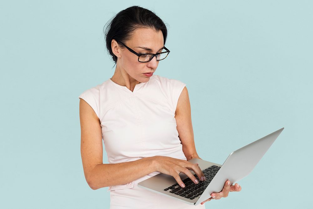 Women Work Use Laptop Concept