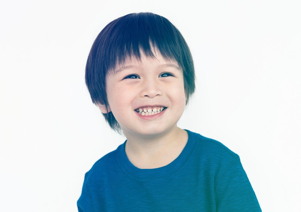 Little Boy Smile Face Expression Studio Portrait