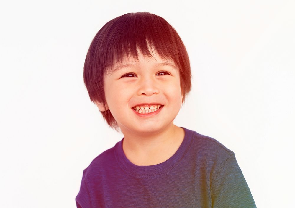Little Boy Smile Face Expression Studio Portrait