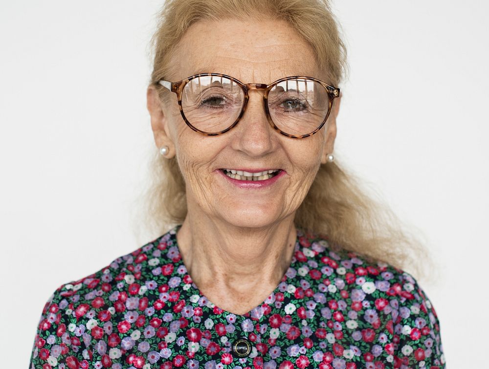 Senior Adult Woman Smiling Hapiness Portrait Concept