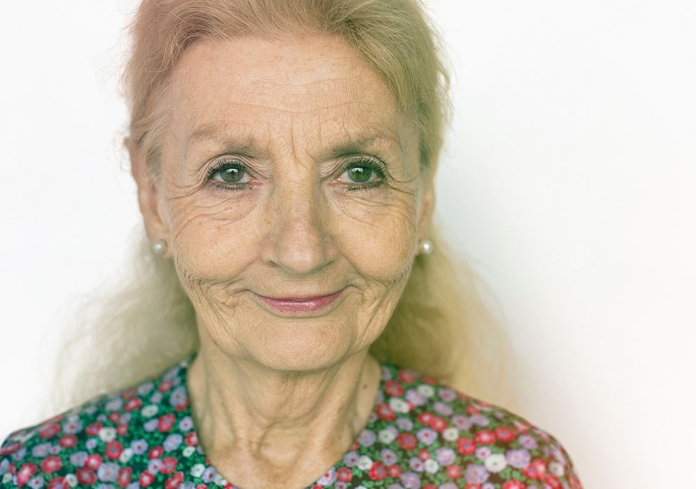 Senior Woman Smile Face Expression Studio Portrait