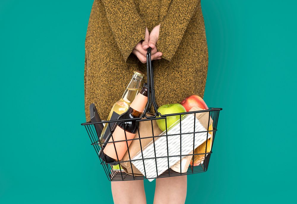 Woman Carrying Basket Household Shopping